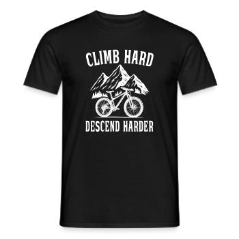Climb hard, descend harder - Mountain biking - Men's T-Shirt - black - Front - AI Model Male 178 light (178cm)