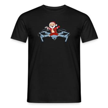 Santa Claus on Drone Adventure - Men's T-Shirt - black - Front - AI Model Male 178 light (178cm)