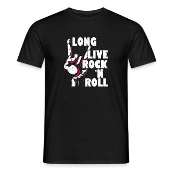 Long Live Rock 'n Roll Music Guitar Rock Band - Männer T-Shirt - Schwarz - Vorne - AI Model Male 178 light (178cm)