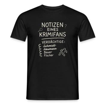 Notizen eines Krimifans – Lustiges True Crime Shir - Männer T-Shirt - Schwarz - Vorne - AI Model Male 178 light (178cm)