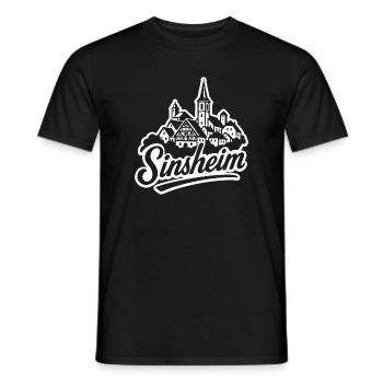 Sinsheim Kraichgau - Illustration mit Schriftzug - Männer T-Shirt - Schwarz - Vorne - AI Model Male 178 light (178cm)