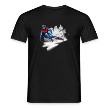 Rasender Skifahrer im Schnee - Männer T-Shirt - Schwarz - Vorne - AI Model Male 178 light (178cm)