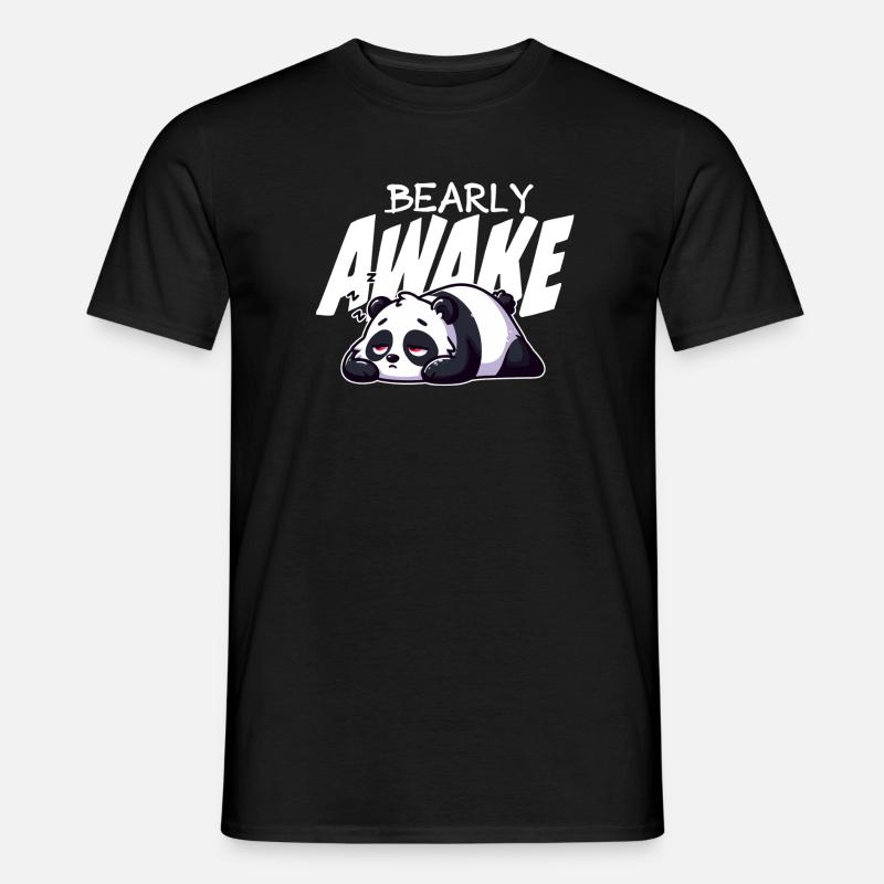 Früh erwachen Panda Illustration - Männer T-Shirt - Schwarz