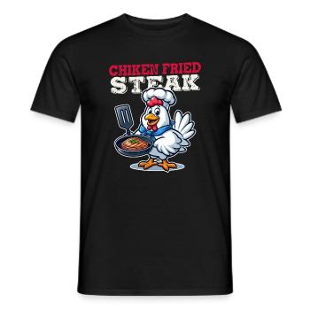 Fried Chicken Steak Cartoon - Men's T-Shirt - black - Front - AI Model Male 178 light (178cm)