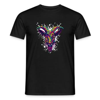 Colorful Goat Head Graffiti - Men's T-Shirt - black - Front - AI Model Male 178 light (178cm)