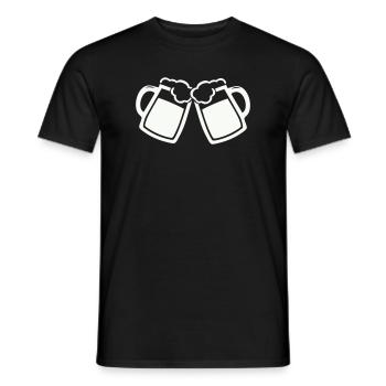 Stößchen Moment: Zwei Bierkrüge - Männer T-Shirt - Schwarz - Vorne - AI Model Male 178 light (178cm)