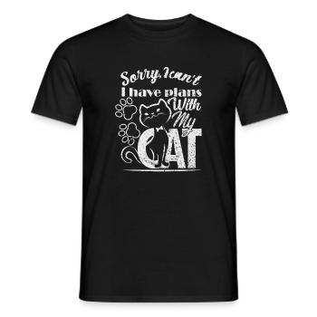 Désolé, je ne peux pas, j’ai des plans avec mon chat - T-shirt homme - noir - Devant - AI Model Male 178 light (178cm)