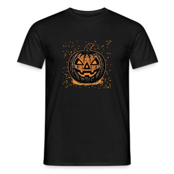 Halloween pumpkin in grunge style - Men's T-Shirt - black - Front - AI Model Male 178 light (178cm)