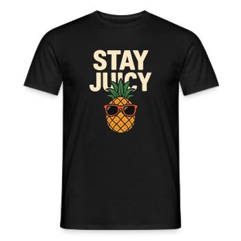 Stay Juicy – Cool Pineapple Design - Men's T-Shirt - black - Front - AI Model Male 178 light (178cm)