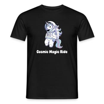 Cosmic Unicorn Space Travel - Men's T-Shirt - black - Front - AI Model Male 178 light (178cm)