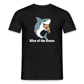 Hai beißt Pizza - Männer T-Shirt - Schwarz - Vorne - AI Model Male 178 light (178cm)