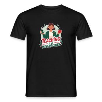Noël des enseignants – Superpouvoir de l’enseignement - T-shirt homme - noir - Devant - AI Model Male 178 light (178cm)