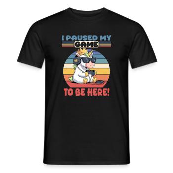 i paused my game to be here, unicorn - Men's T-Shirt - black - Front - AI Model Male 178 light (178cm)