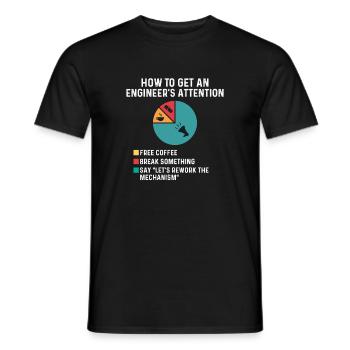 Mécanisme de retravail du café gratuit à l'attention de l'ingénieur - T-shirt homme - noir - Devant - AI Model Male 178 light (178cm)
