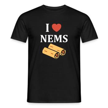 J aime Nems design gourmand - T-shirt homme - noir - Devant - AI Model Male 178 light (178cm)