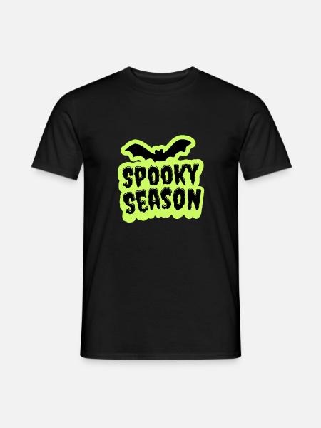 Spooky Season Halloween Schriftzug mit Fledermaus - Männer T-Shirt - Schwarz