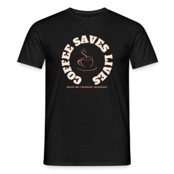 Le café sauve la journée : le café sauve des vies - T-shirt homme - noir - Devant - AI Model Male 178 light (178cm)
