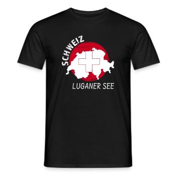 Luganer See - Männer T-Shirt - Schwarz - Vorne - AI Model Male 178 light (178cm)