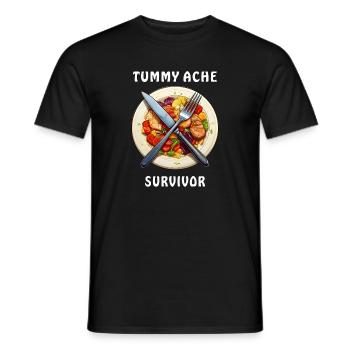 DINNER PLATE Tummy Ache Survivor - Men's T-Shirt - black - Front - AI Model Male 178 light (178cm)