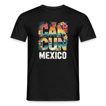 Cancun, Mexique, Typographie tropicale - T-shirt homme - noir - Devant - AI Model Male 178 light (178cm)
