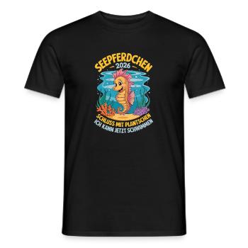  Seepferdchen 2026 Schluss Mit Plantschen Ich Kann - Männer T-Shirt - Schwarz - Vorne - AI Model Male 178 light (178cm)