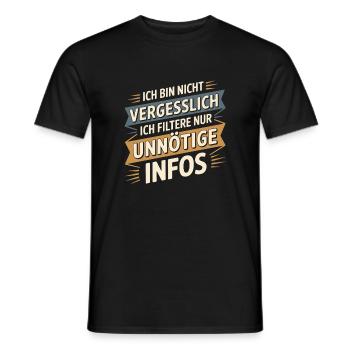 Je ne suis pas oublieux – je ne fais que filtrer - T-shirt homme - noir - Devant - AI Model Male 178 light (178cm)