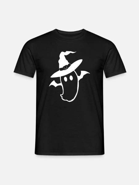Halloween_T-shirt_Gespenst_weiss_spooky_cute - Männer T-Shirt - Schwarz