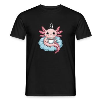 Axolotl Mit Kaffee Auf Wolke Kawaii Morgenkaffee - Männer T-Shirt - Schwarz - Vorne - AI Model Male 178 light (178cm)