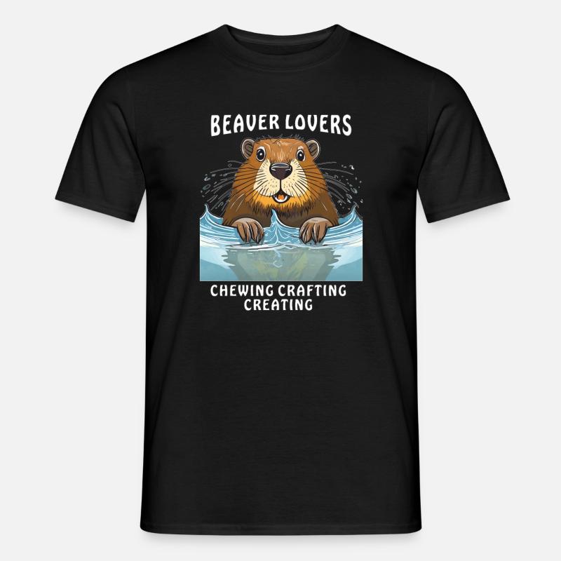 BEAVER LOVERS CHEWING CRAFTING CREATING - Men's T-shirt - black