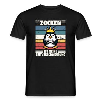 Pinguin verschwenden keine Zeit, sie zocken - Männer T-Shirt - Schwarz - Vorne - AI Model Male 178 light (178cm)