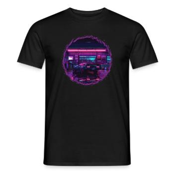 Neon Garage – RetroRift Night Edition - Männer T-Shirt - Schwarz - Vorne - AI Model Male 178 light (178cm)