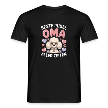 Meilleure grand-mère caniche de tous les temps avec cœur et pattes - T-shirt homme - noir - Devant - AI Model Male 178 light (178cm)