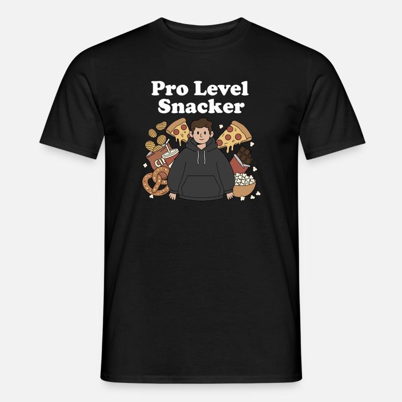 Pro Level Snacker Motiv - Männer T-Shirt - Schwarz