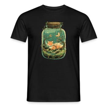Magic Kitsune Fox Kawaii Terrarium - Men's T-Shirt - black - Front - AI Model Male 178 light (178cm)