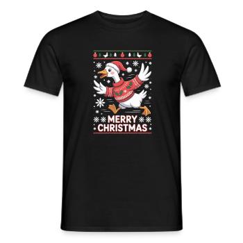 Weihnachtsgans im Pullover - Männer T-Shirt - Schwarz - Vorne - AI Model Male 178 light (178cm)