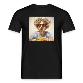 Young Man Noodle Portrait in Chill-Lookm Glasses - Men's T-Shirt - black - Front - AI Model Male 178 light (178cm)