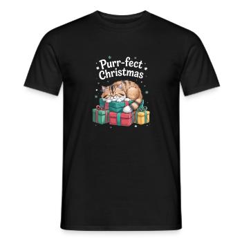 Purr-fect Christmas Sleeping Cat Christmas - Men's T-Shirt - black - Front - AI Model Male 178 light (178cm)