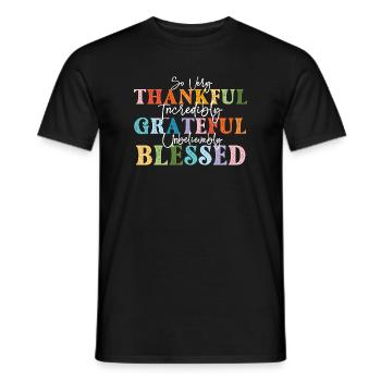 So Very Thankful Grateful Fall - Men's T-Shirt - black - Front - AI Model Male 178 light (178cm)