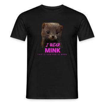 I Wear Mink – Déclaration anti-fourrure - T-shirt homme - noir - Devant - AI Model Male 178 light (178cm)