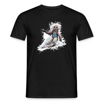 Poodle Dog Ski Skiing - Men's T-Shirt - black - Front - AI Model Male 178 light (178cm)