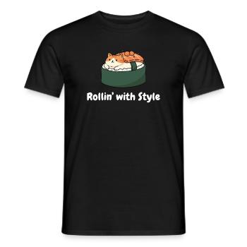 Sushi Katze Roll Stil - Männer T-Shirt - Schwarz - Vorne - AI Model Male 178 light (178cm)