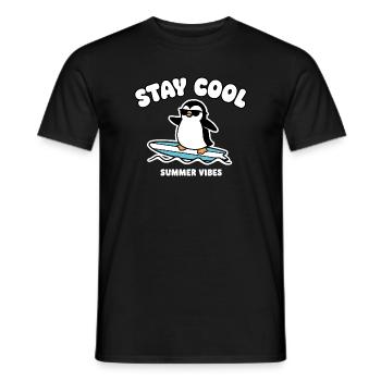 Restez au frais Penguin Surf Été - T-shirt homme - noir - Devant - AI Model Male 178 light (178cm)