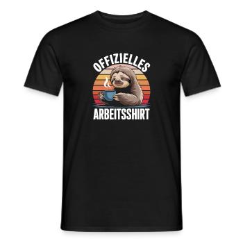Chemise de travail officielle paresseux café rétro - T-shirt homme - noir - Devant - AI Model Male 178 light (178cm)