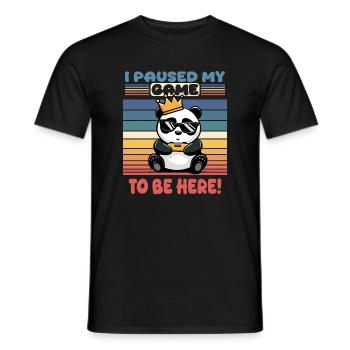 i paused my game to be here - panda - Men's T-Shirt - black - Front - AI Model Male 178 light (178cm)