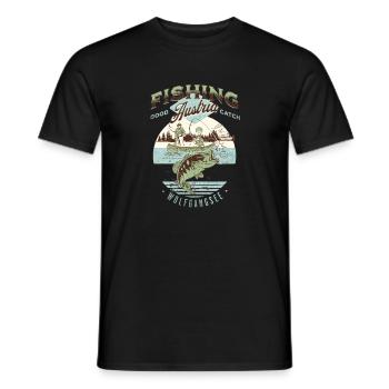 Pêche Wolfgangsee design rétro - T-shirt homme - noir - Devant - AI Model Male 178 light (178cm)