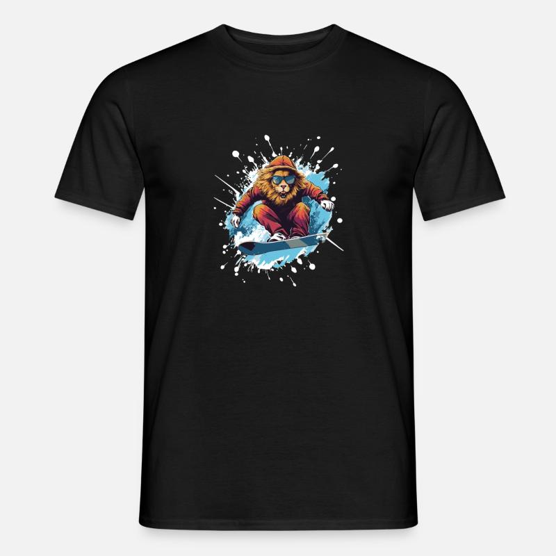 Löwe Snowboard - Männer T-Shirt - Schwarz
