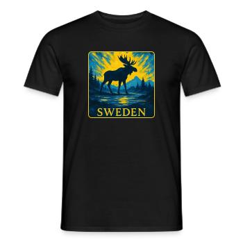 Suède Moose Silhouette Design - T-shirt homme - noir - Devant - AI Model Male 178 light (178cm)