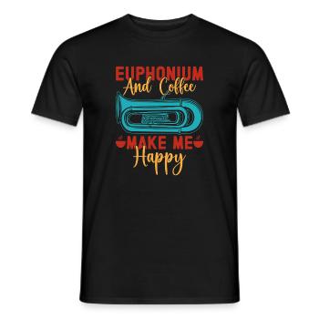 Le café à l’euphonium me rend heureux Marche de baryton - T-shirt homme - noir - Devant - AI Model Male 178 light (178cm)
