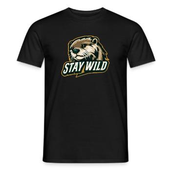 Stay Wild – Otter Design | Natur & Abenteuer Motiv - Männer T-Shirt - Schwarz - Vorne - AI Model Male 178 light (178cm)