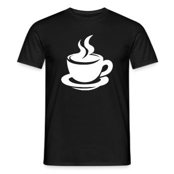 Coffee cup with steam minimalist design - Men's T-Shirt - black - Front - AI Model Male 178 light (178cm)
